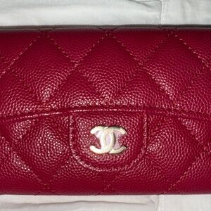 SOLD: CHANEL Caviar Quilted Flap Card Holder Wallet Dark Pink